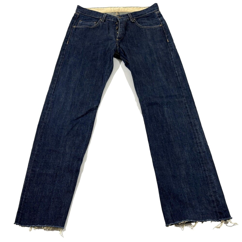 Rag & Bone Mens Selvage Jeans Dark Wash Raw Hem Slim Leg Denim Button Fly Sz 31